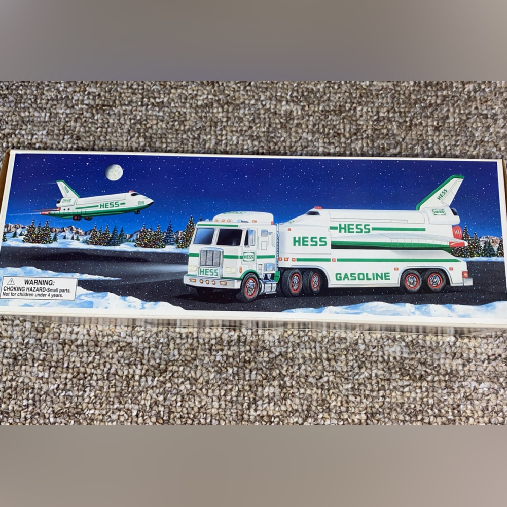 Hess Green and White Toy Truck and Jet Set
